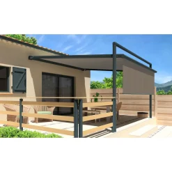 Pergola grise anthracite motorisée 4x4x1,50m avec lambrequins MELODIE