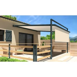 Pergola grise anthracite motorisée 4x4x1,50m avec lambrequins MELODIE