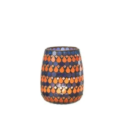 Photophore Design Goutte African Desire 16cm Orange & Bleu