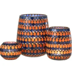 Photophore Design Goutte African Desire 16cm Orange & Bleu