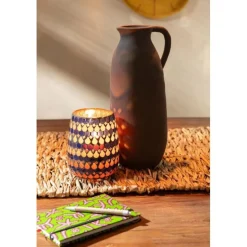 Photophore Design Goutte African Desire 16cm Orange & Bleu