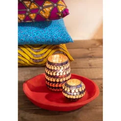 Photophore Design Goutte African Desire 16cm Orange & Bleu