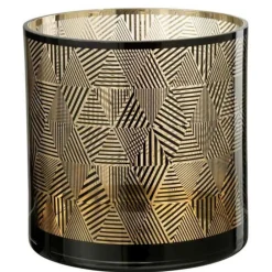 Photophore en Verre Triangle Rayé 24cm Marron