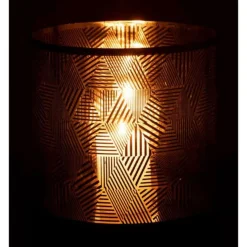 Photophore en Verre Triangle Rayé 24cm Marron