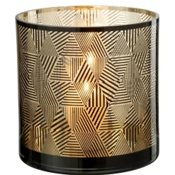 Photophore en Verre Triangle Rayé 24cm Marron