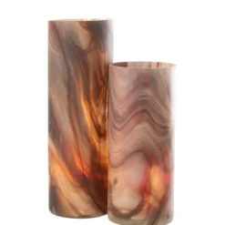 Photophore Imprimé en Verre Arti 35cm Marron