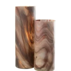 Photophore Imprimé en Verre Arti 35cm Marron