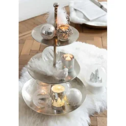 Photophore Rond Design Métal Bijou 8cm Argent