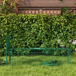 Piège de capture pour petits animaux type lapin rat - entrée, poignée - dim. 100L x 25l x 28H cm - acier vert