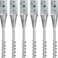 Piquets au sol 6 pcs Argente 7x7x56 cm Acier galvanise