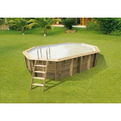 Piscine hors sol bois octogonale - 300x490x120cm - Liner Beige - Liner Beige -SUNWATER