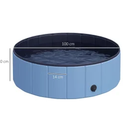 Piscine pour chien bassin PVC pliable anti-glissant facile à nettoyer diamètre 100 cm hauteur 30 cm bleu