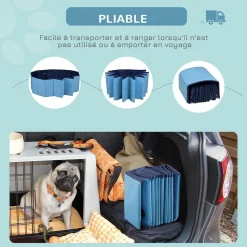 Piscine pour chien bassin PVC pliable anti-glissant facile à nettoyer diamètre 100 cm hauteur 30 cm bleu