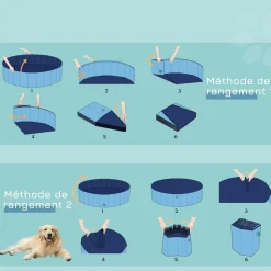 Piscine pour chien bassin PVC pliable anti-glissant facile à nettoyer diamètre 100 cm hauteur 30 cm bleu