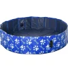 Piscine pour chien bassin PVC pliable anti-glissant facile à nettoyer Ø 1,4 m hauteur 30 cm motifs os pattes bleu