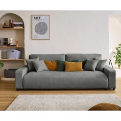 Pivoine - canapé droit 3 places - convertible avec coffre - en velours texturé