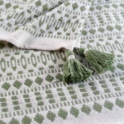 Plaid Déco à Pompons Maldives 125x150cm Kaki