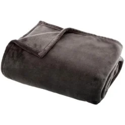 Plaid Doux Uni Flanel 125x150cm Gris Foncé