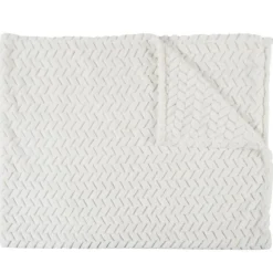 Plaid Effet Chevron Crush 120x150cm Crème