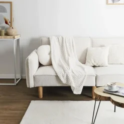 Plaid Effet Chevron Crush 120x150cm Crème