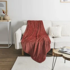 Plaid Flanelle Embosse Roméo 150x200cm Terracotta