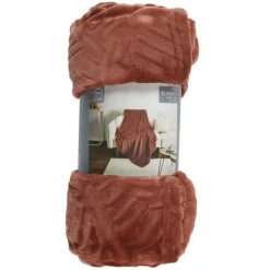 Plaid Flanelle Embosse Roméo 150x200cm Terracotta