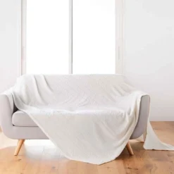 Plaid Flanelle Uni Arya 180x220cm Naturel