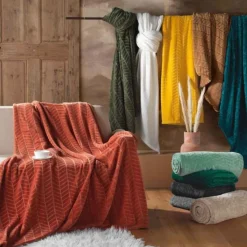 Plaid Flanelle Uni Arya 180x220cm Terracotta