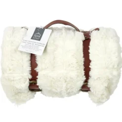 Plaid Imitation Fourrure A Anse 120x150cm Blanc