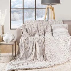 Plaid Imitation Fourrure Lynx 125x150cm Naturel