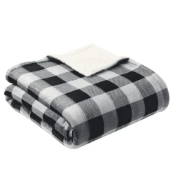 Plaid imprimé carreaux double face flanelle/sherpa
