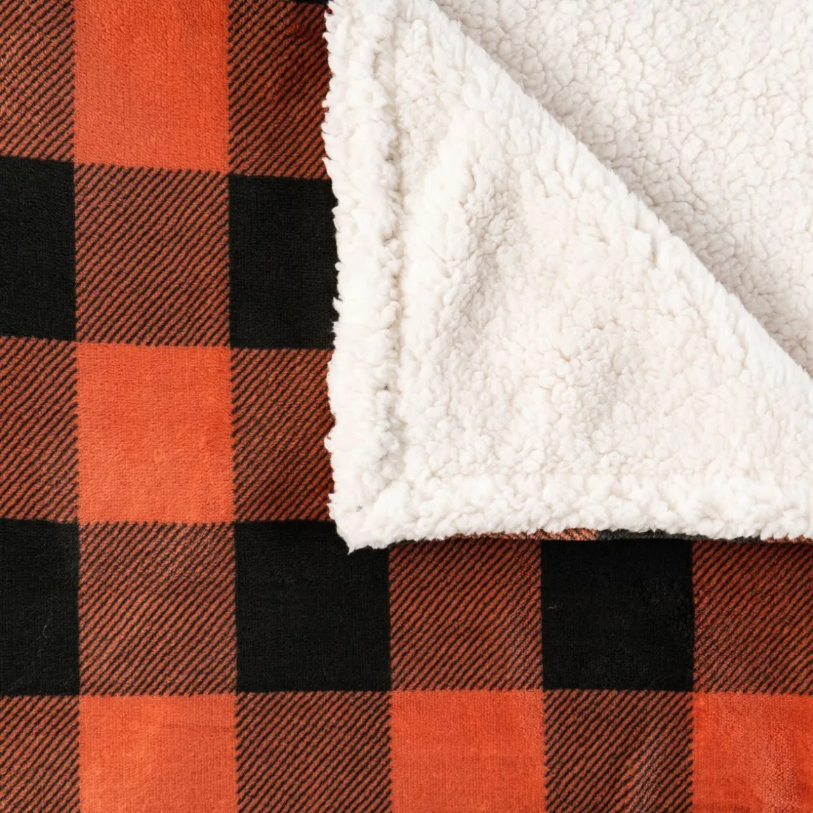 Plaid imprimé carreaux double face flanelle/sherpa