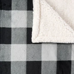 Plaid imprimé carreaux double face flanelle/sherpa