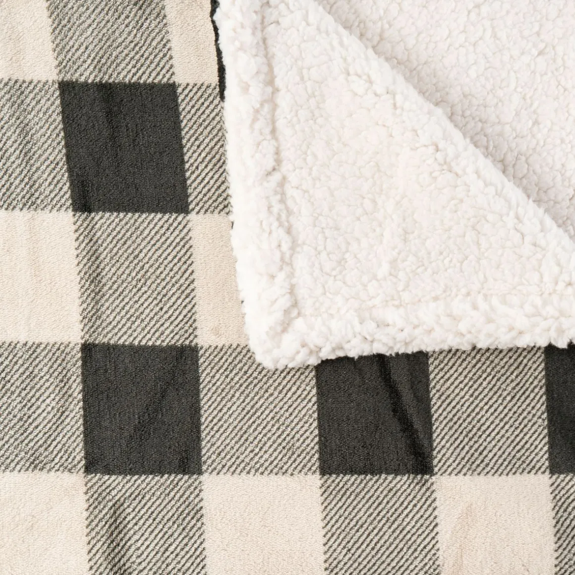 Plaid imprimé carreaux double face flanelle/sherpa