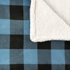 Plaid imprimé carreaux double face flanelle/sherpa