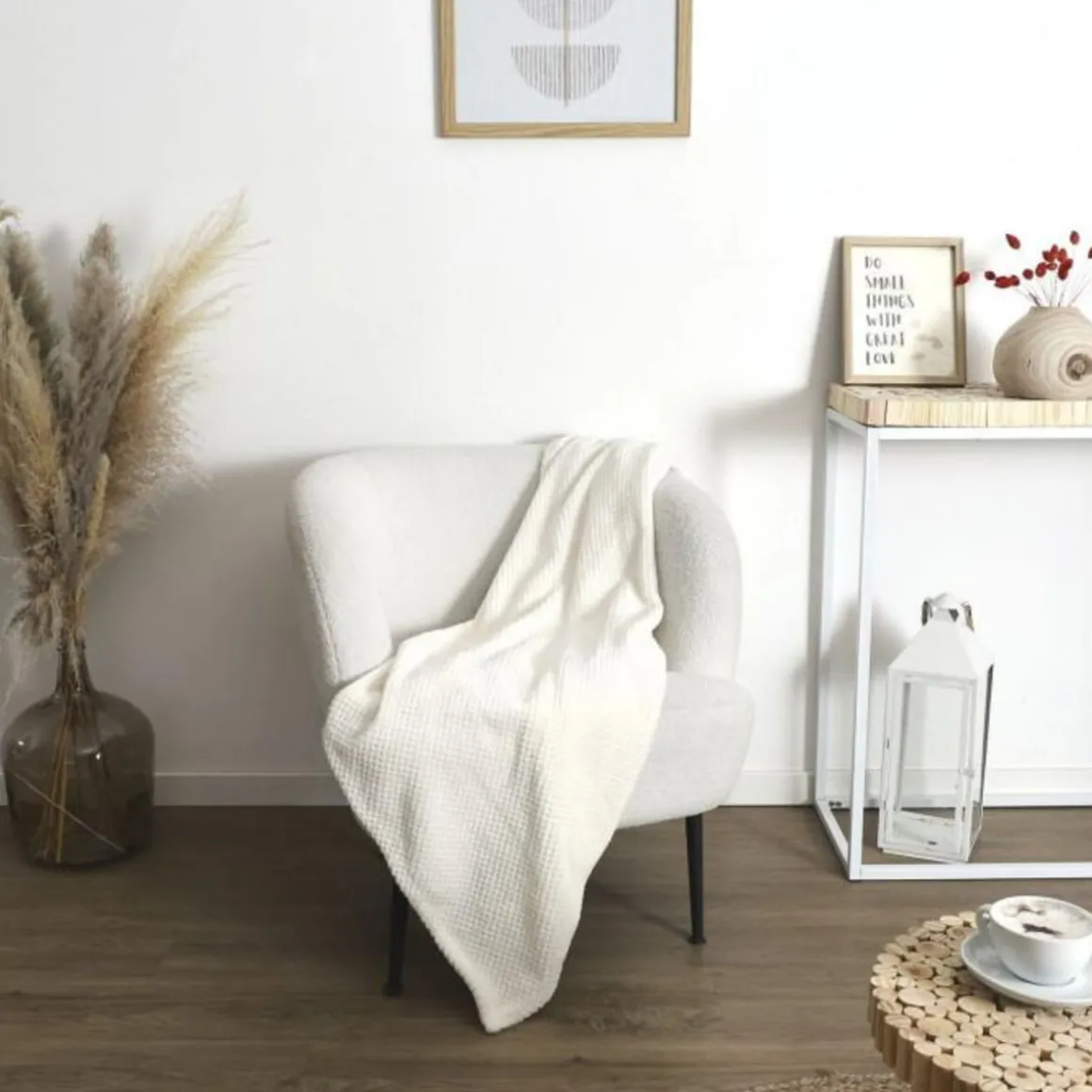 Plaid Nid d'Abeille Crush 120x150cm Crème