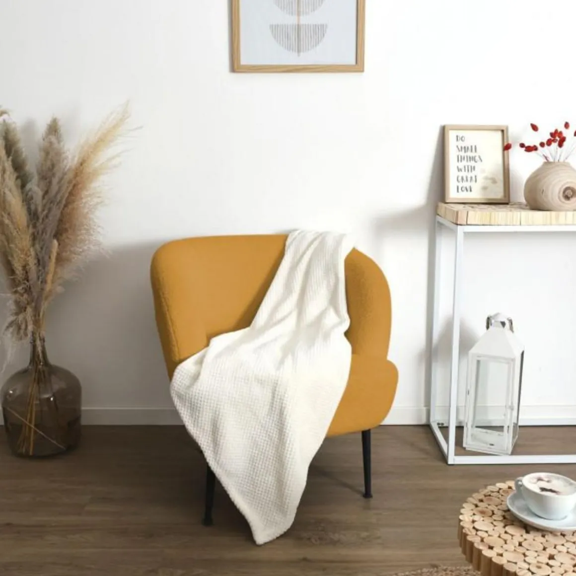 Plaid Nid d'Abeille Crush 120x150cm Crème