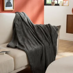 Plaid polaire Extra Doux Coloris Gris Anthracite