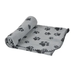 Plaid polaire imprimé pattes de chien - Gris et noir