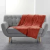 Plaid Uni en Flanelle Flanou 125x150cm Terracotta