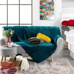 Plaid Uni en Flanelle Flanou 125x150cm Terracotta