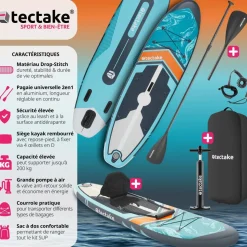 Planche de stand-up paddle 2 en 1 gonflable kit complet avec sac à dos