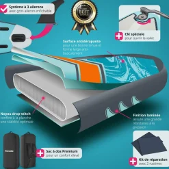 Planche de stand-up paddle 2 en 1 gonflable kit complet avec sac à dos