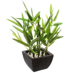 Plante Artificielle en Pot Bambou 26cm Noir