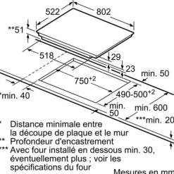 Plaque de cuisson 7400w 4 foyers induction acier inox/noir - ex851lyc1f