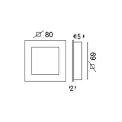Poignées cuvettes carrée à encastrer - Avec platine poussoir - Diamètre 80 mm - Inox Brossé