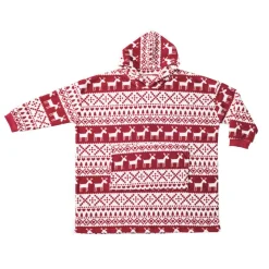 Poncho adulte double face flanelle/sherpa imprimé Noël