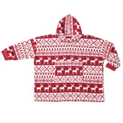 Poncho junior double face flanelle/sherpa imprimé carreaux