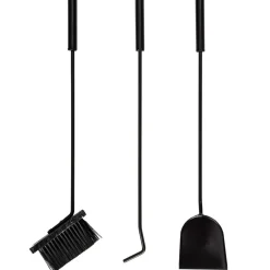 Porte bûches avec pelle, balai et tisonnier