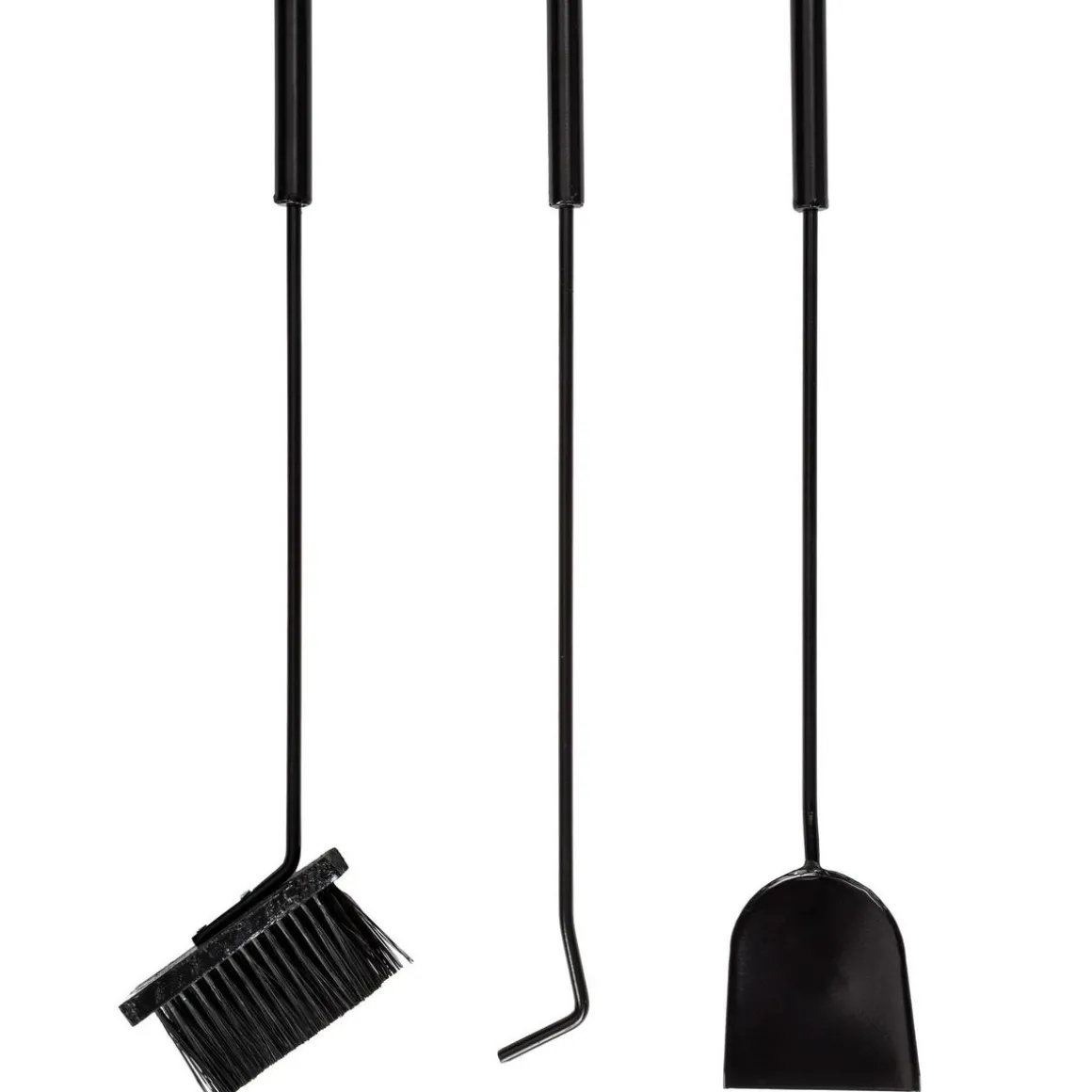 Porte bûches avec pelle, balai et tisonnier